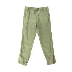 J Crew Jogger Womens 00 Olive Linen Blend Point Sur Seaside Drawstring *READ